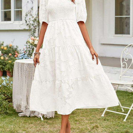 Graceful Jacquard Pleated Chiffon Evening Dress - Women's Elegant Attire