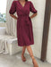 Luxurious V Neck Pleated Dress - Premium Women's Apparel