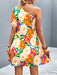 Diagonal One Shoulder Floral Dress for Women