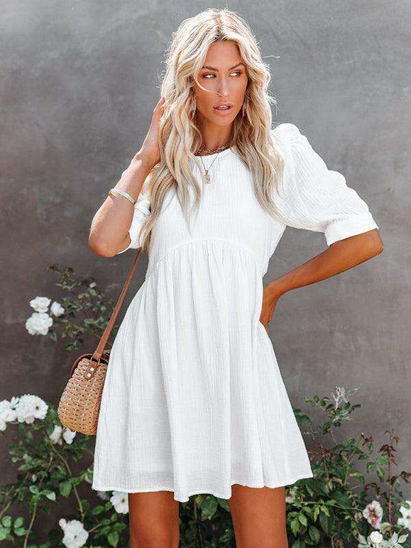 Effortlessly Elegant Women's Dress for Spring and Summer in Lightweight Polyester-Cotton Blend