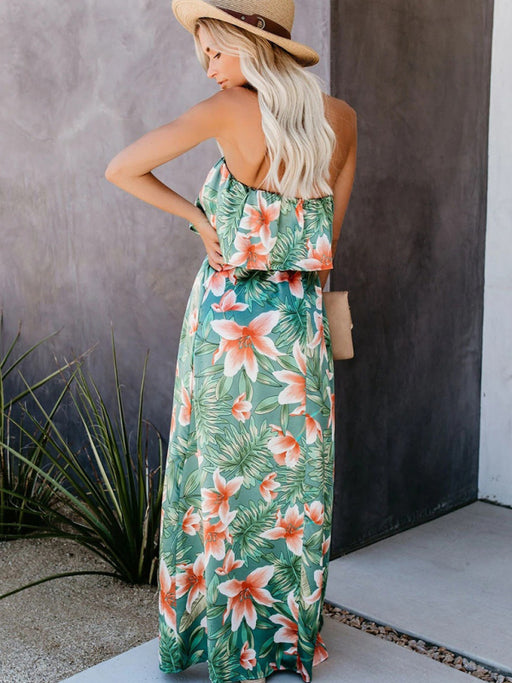 Tropical Paradise One-Shoulder Ruffled Dress with Rainforest Print