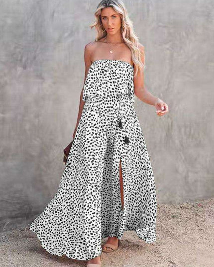 Chic One-Shoulder Leopard Print Dress with Ruffle and Slit - Perfect for Parties