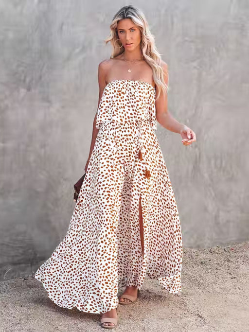 Leopard Print One-Shoulder Ruffle Slit Dress with a Bold Twist