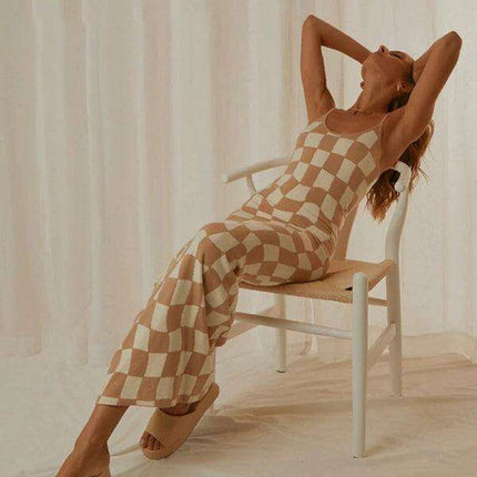 Elegant Wind Print Slim Fit Maxi Dress