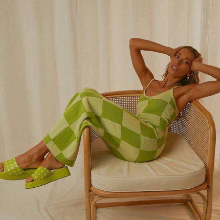 Elegant Wind Print Slim Fit Maxi Dress