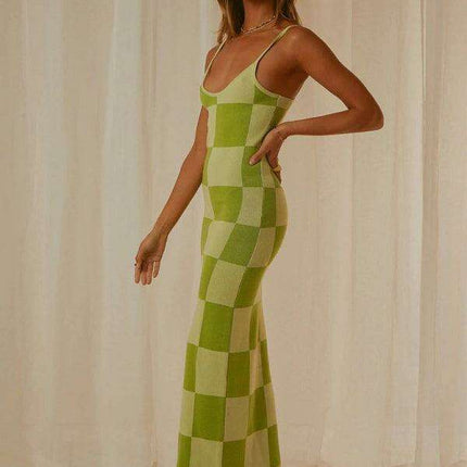 Elegant Wind Print Slim Fit Maxi Dress