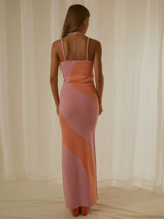 Elegant Wind Print Bodycon Maxi Dress