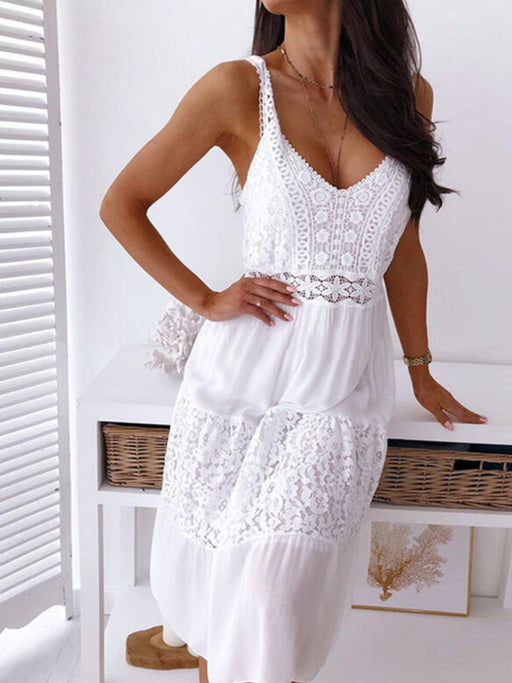 Elegant Lace Suspender Beach Dress for Chic Summer Style