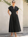 Retro Glam V-Neck Wrap Dress - Vintage Chic Wrap Sleeves Dress