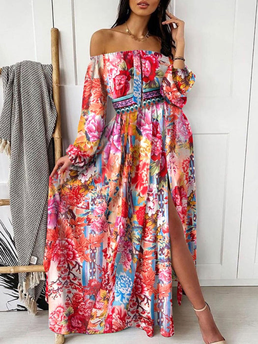 Boho Vibes One-Shoulder Maxi Dress with Chic Slits