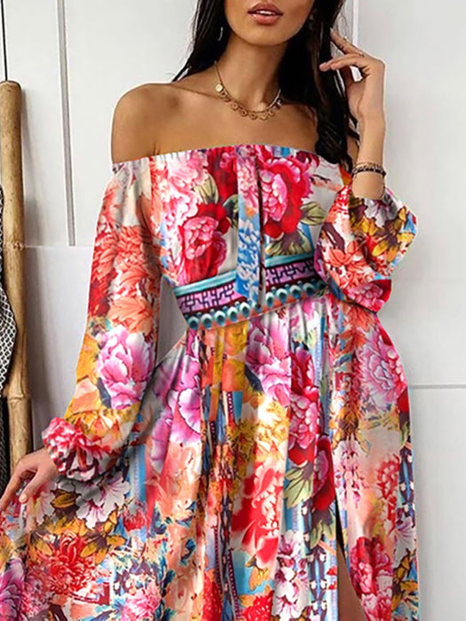 Boho Vibes One-Shoulder Maxi Dress with Chic Slits