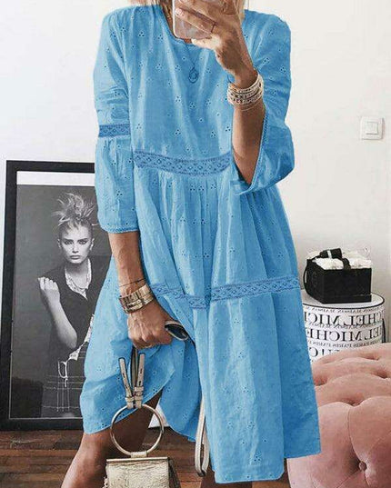 Chic Bohemian Lace A-Line Midi Dress