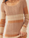 Boho Chic Striped Knit Off-Shoulder Dress with Long Sleeves - Women's Summer Fashion Piece