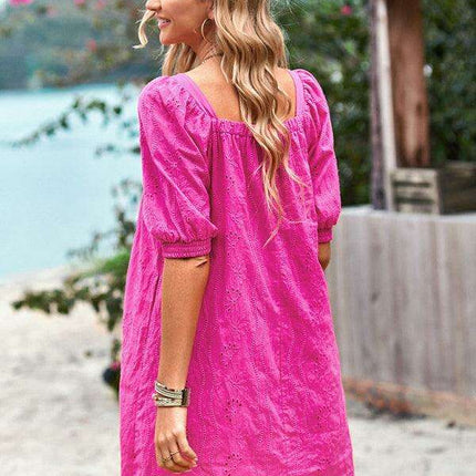 Chic Jacquard Square Neck Dress for Upscale Gatherings