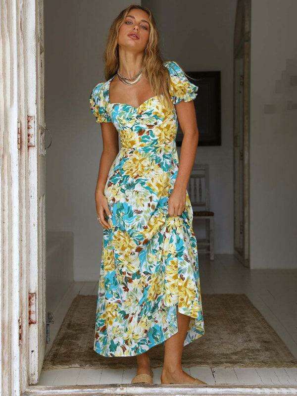 French Blossom Boho Sweetheart Fit & Flare Dress