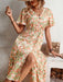 Button Slit Floral Print Dress for Women