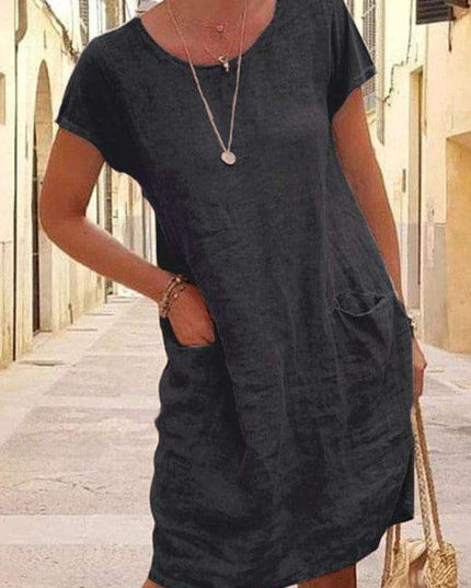 Luxe Linen Summer Dress with Functional Pockets