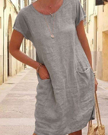 Luxe Linen Summer Dress with Functional Pockets