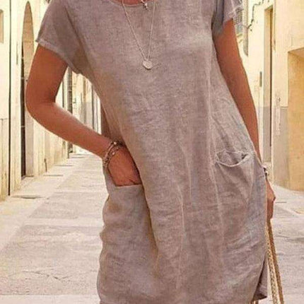 Luxe Linen Summer Dress with Functional Pockets