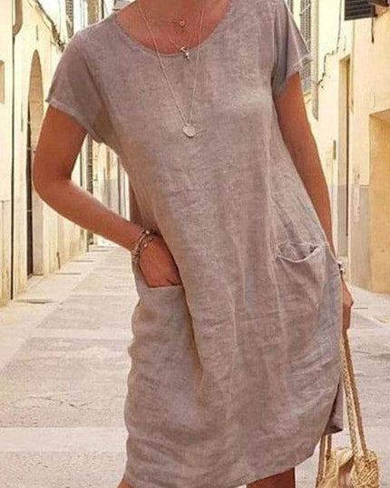 Luxe Linen Summer Dress with Functional Pockets