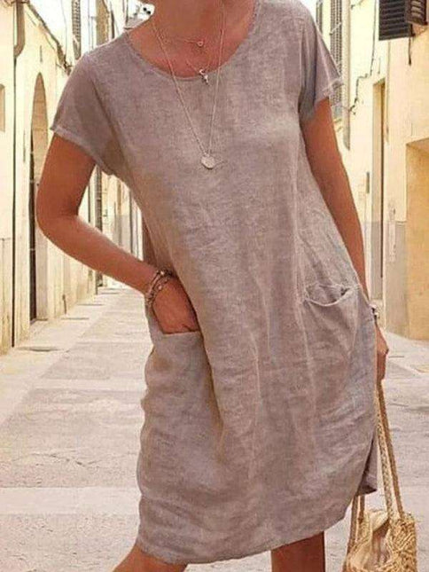 Luxe Linen Summer Dress with Functional Pockets
