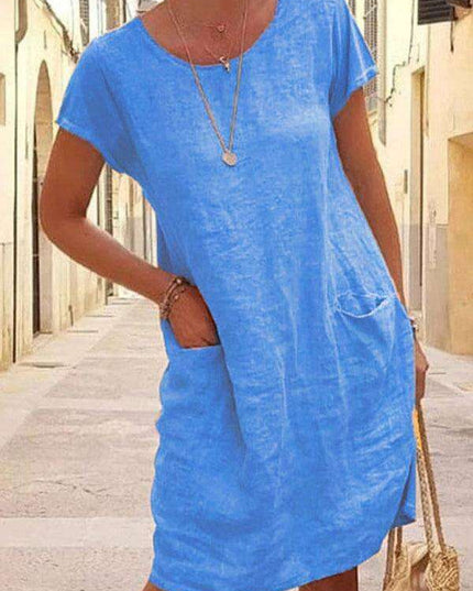 Luxe Linen Summer Dress with Functional Pockets