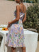 Floral Print V-Neck Pleated Dress with Shoulder Straps