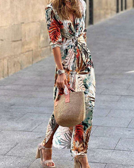 Tropical Paradise V-Neck Summer Dress