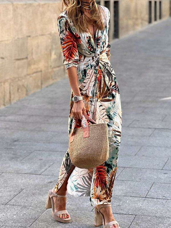 Tropical Paradise V-Neck Summer Dress