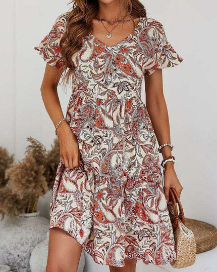 Chic Retro V-Neck Paisley Dress for Women