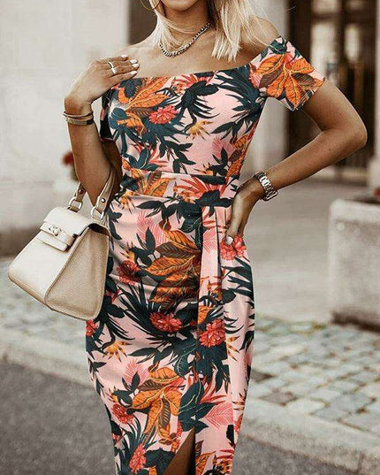 Whimsical Floral Collared Tulip Midi Skirt - Elegant Women's Fashion Essential