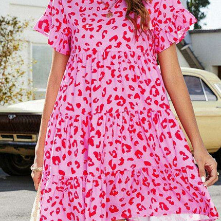 Retro Chic Ruffle Sleeve Dress - Stylish Women's Woven Apparel