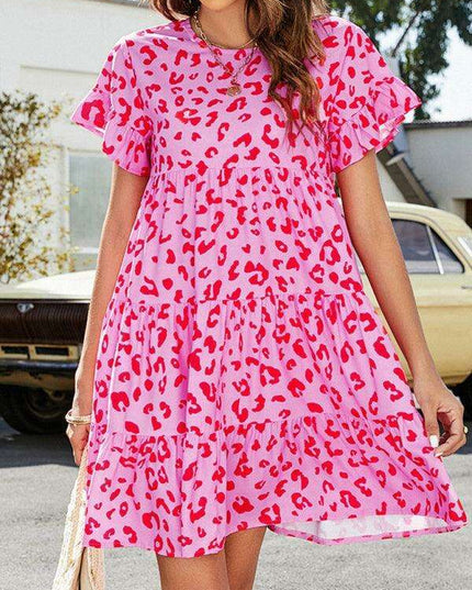 Retro Chic Ruffle Sleeve Dress - Stylish Women's Woven Apparel