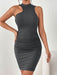 Knit Asymmetric Sleeveless Dress for Women - Sexy Solid Color Fashion Statement Piece