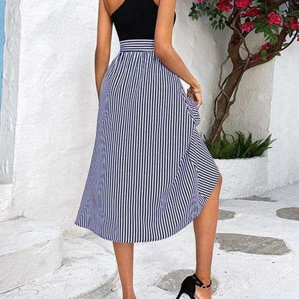 Chic One-Shoulder Striped Mosaic Dress - Perfect for Every Occasion