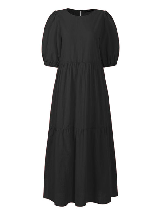 Elegant A-Line Dress with Short Dropped Sleeves