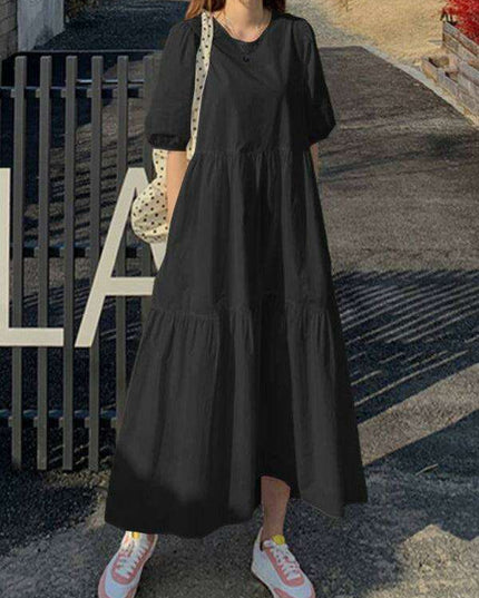 Chic Comfort A-Line Dress with Short Sleeves