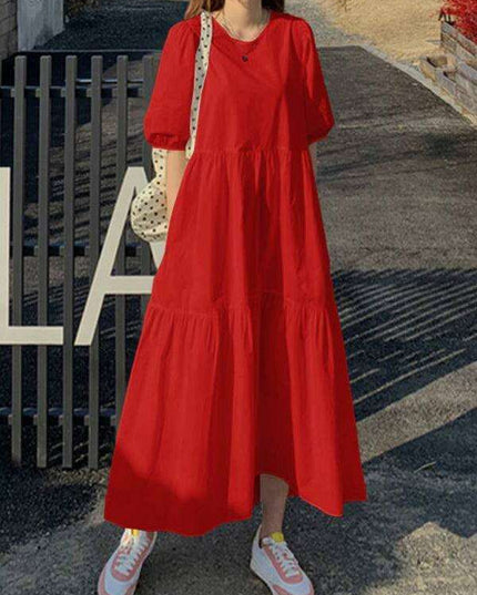 Chic Comfort A-Line Dress with Short Sleeves