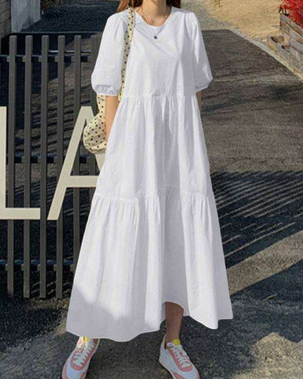 Chic Comfort A-Line Dress with Short Sleeves