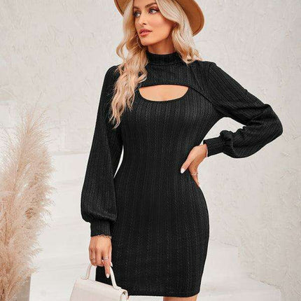 Chic Cutout Women's Tailored Long Sleeve Dress