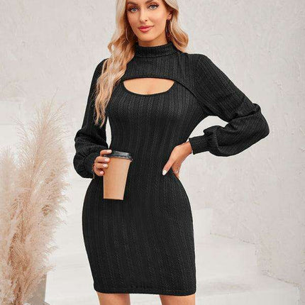Chic Cutout Women's Tailored Long Sleeve Dress