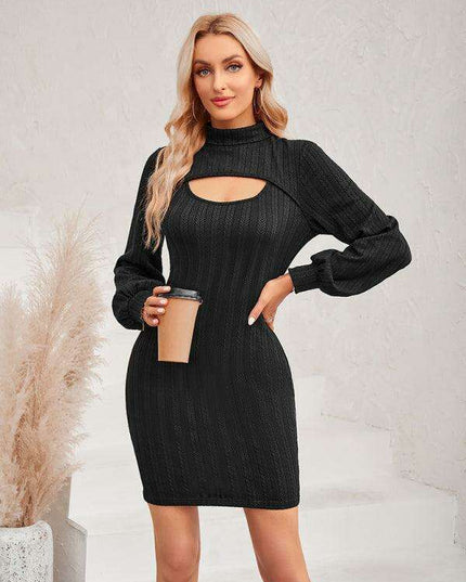 Chic Cutout Women's Tailored Long Sleeve Dress