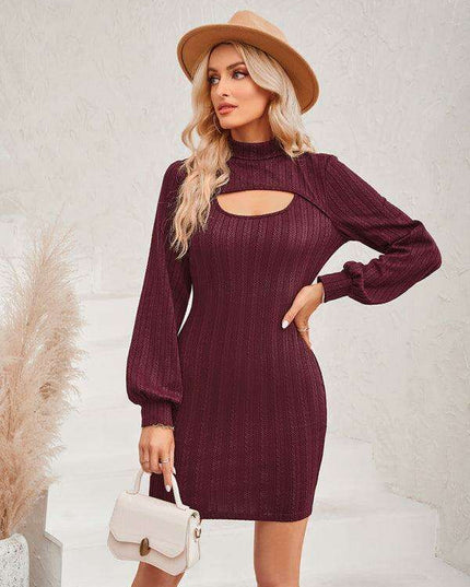 Chic Cutout Women's Tailored Long Sleeve Dress