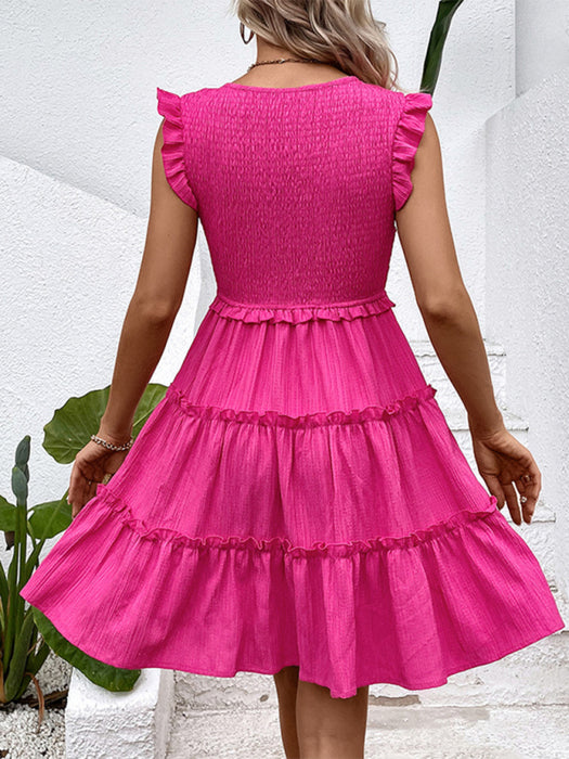 Elegant Flared Skirt Dress in Soft Polyester Blend - Chic and Adaptable