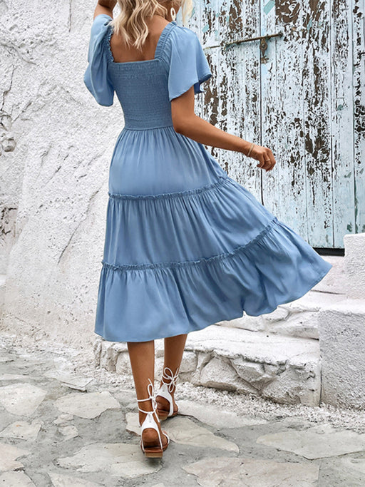 Effortlessly Elegant Solid Color Midi Dress - Timeless Sophistication