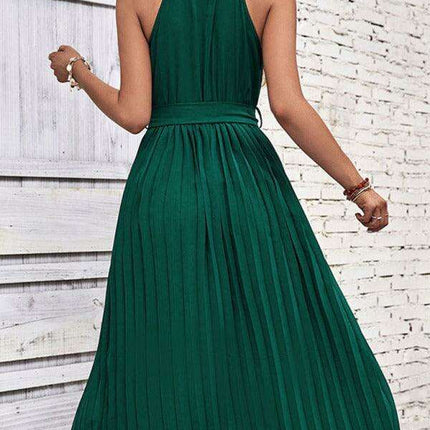 Elegant Summer Staple: Solid Color Halter Neck Dress for Effortless Style