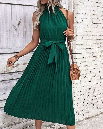 Elegant Summer Staple: Solid Color Halter Neck Dress for Effortless Style