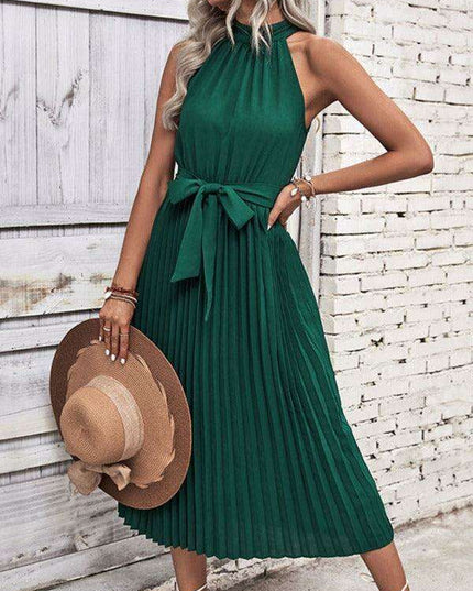 Elegant Summer Staple: Solid Color Halter Neck Dress for Effortless Style