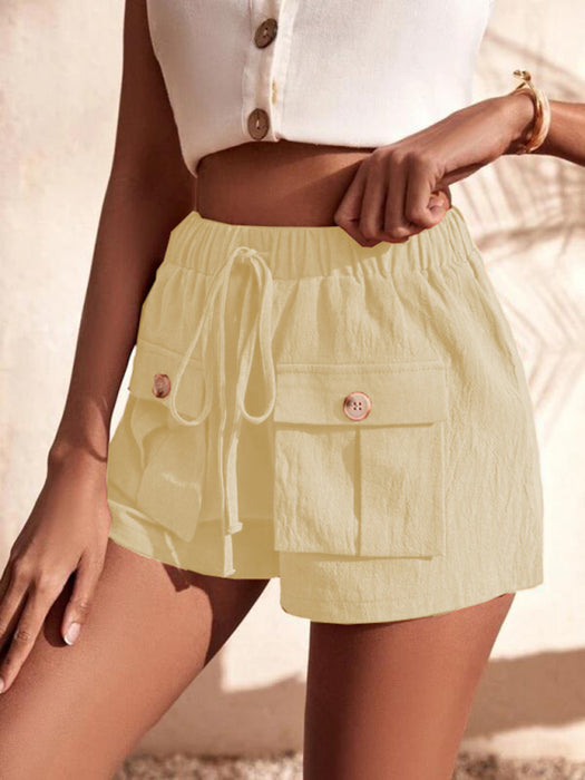 Leisure Cargo Shorts with Adjustable Drawstring Waist and Ample Pockets