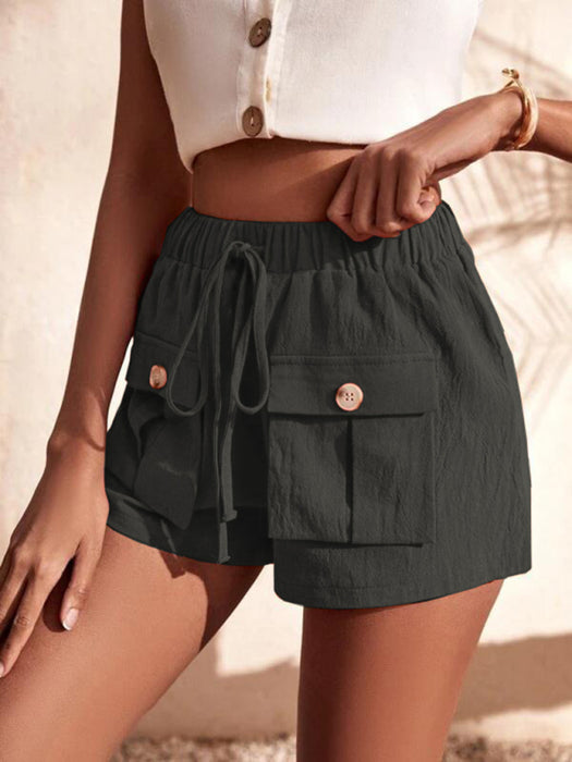 Casual Cargo Shorts with Adjustable Waist and Multiple Pockets